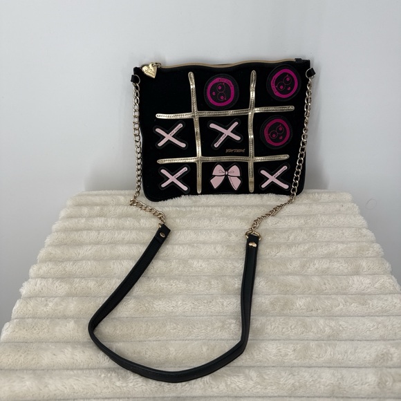 Betsey Johnson Handbags - Betsey Johnson Black and Pink Tic-Tac-Toe Crossbody Bag